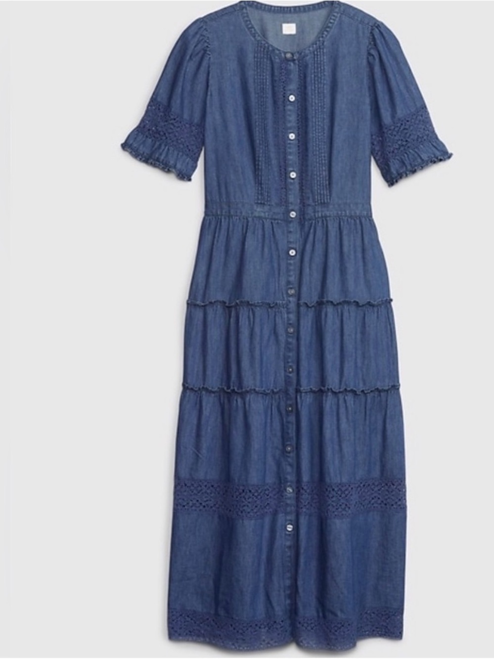 gap x loveshackfancy denim tiered midi dress with washwell  Size M Cottagecore‎